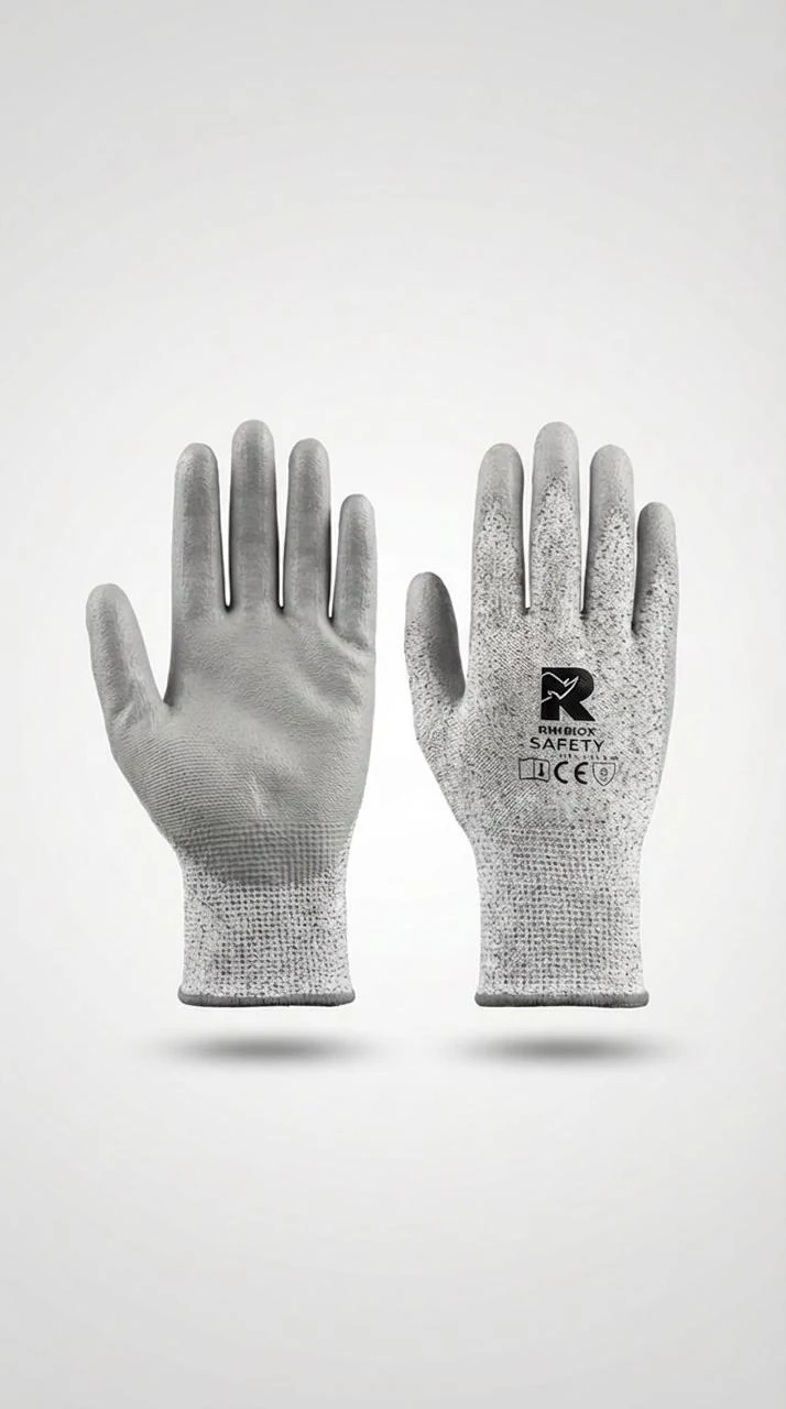 Par de guantes tejidos grises con palmas recubiertas RHINOX Safety